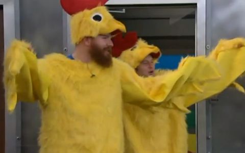 Two chickens walk in to Big Brother 15