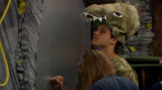 Houseguests inspect the sealed door