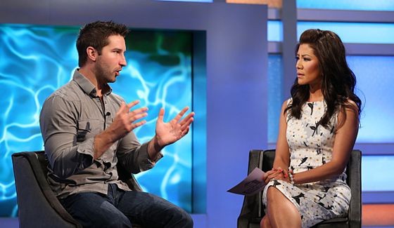 Jeff Weldon & Julie Chen talk outside the Big Brother house