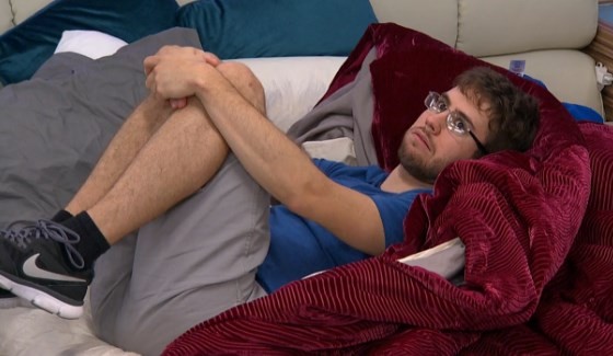 Steve Moses curls up with worry on Big Brother 17