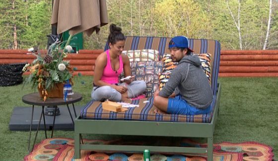 James and Natalie sit together on Big Brother 18