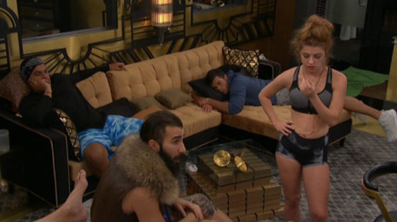 Houseguests gathered in the HoH room on Big Brother 19