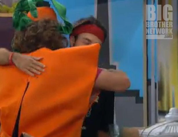 Dan and Frank hug after meeting on Big Brother 14