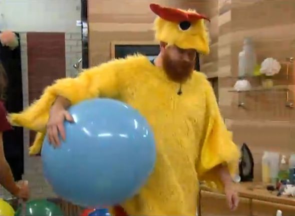 Spencer dressed as a chicken