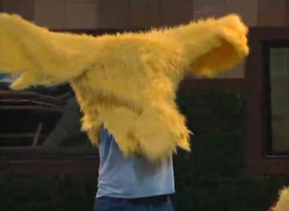 Spencer and his chicken suit