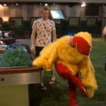 GinaMarie tries on the chicken suit 02