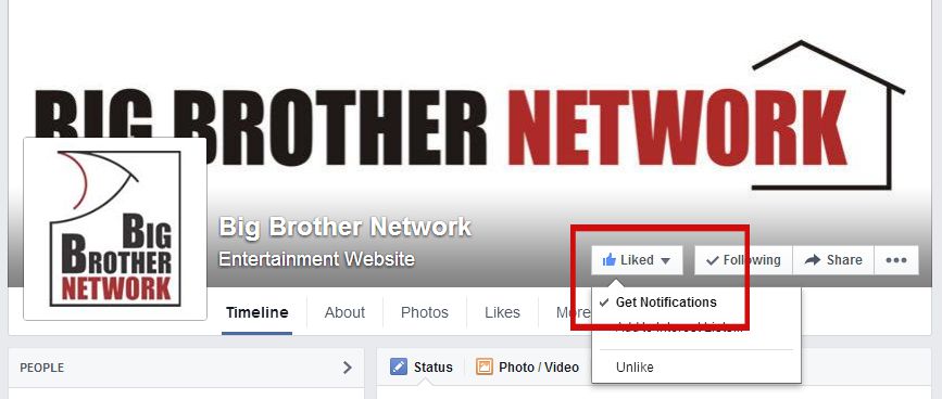 Get Big Brother notifications on Facebook