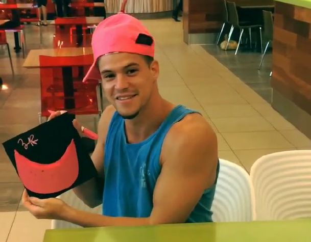 Zach Rance shows off the Pink Hat