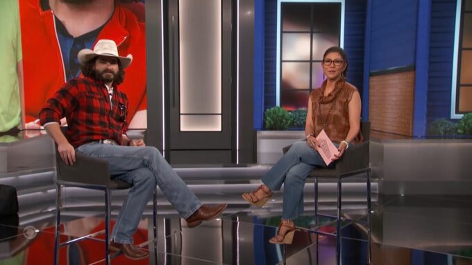 Cameron Hardin and Julie Chen on Big Brother 25 - CBS