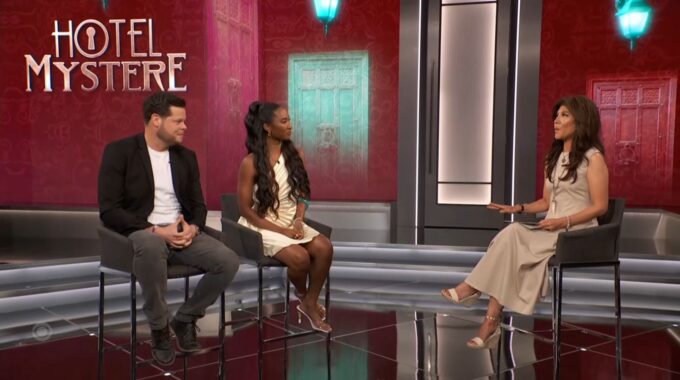 Julie Chen with Derrick and Taylor - Source: CBS